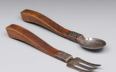 Charles Rohlfs Oak Salad Fork & Spoon 1904