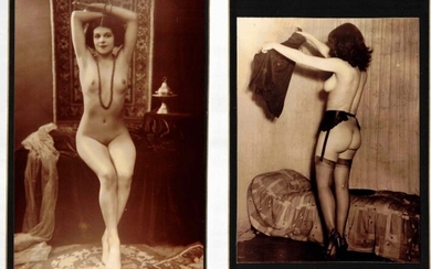 Charm, eroticism, nude studies. Circa 1920-50. Set of about twenty prints mounted on cardboard.