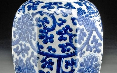 Chinese Qing Dynasty Blue & White Pottery Jar