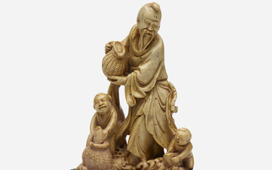 Chinese Shou Lao figurine (God of longevity with two children)