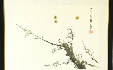 Chinese Watercolor & Ink Painting Cherry Blossom