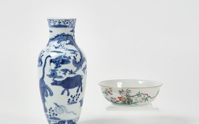Chinese porcelain vase and Famille Rose bowl