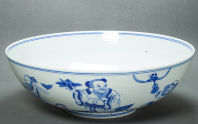 Chinese underglaze blue 'immortals' bowl
