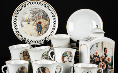 Coffee set, for 12 persons, 37 pieces, “Carl Larsson” Bing & Gröndahl, Denmark.