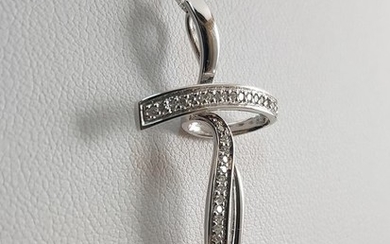 Comete - 18 kt. White gold - Necklace with pendant - 0.17 ct Diamond