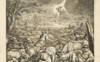 Cornelis de Visscher, Dutch 1629-1658- The Annunciation to the Shepherds,...