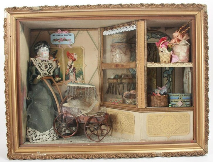 Custom Made Dollhouse Millinery Shop w Antiques