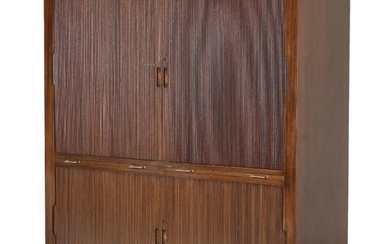 SOLD. Danish cabinetmaker: A mahogany cabinet with tambour doors. 1930-40s. H. 141.5. W. 140. D. 39.5 cm. – Bruun Rasmussen Auctioneers of Fine Art