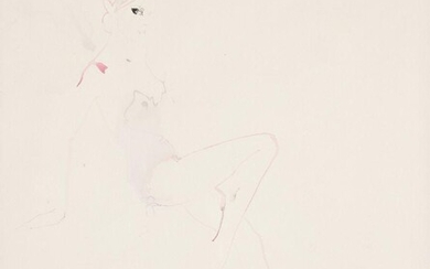 David Downton, British 1959 - Fashion illustration, 2005; ink and gouache on paper, signed and dated lower right '05', 44.8 x 36.7 cm (ARR) Note: these works were commissioned by jewellery designer Theo Fennell for an advertising campaign in 2005...