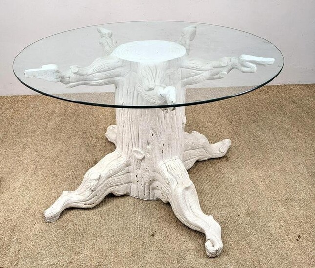 Decorator Faux Bois Wood and Glass Center Table. Natur