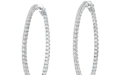 Diamond Inside-Out Oval Hoop Earrings, Extra Large