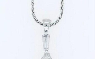 Diamond pear shape pendant on platinum chain .85ct