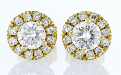 Dianoche halo collection with Egl usaideal cut diamonds - 18 kt. Yellow gold - Earrings - 2.00 ct Diamond - Diamonds