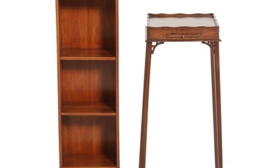 Directoire Style French Curio Shelf and Small Wood Side Table, Mid-20th Century
