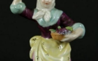 Dresden Figure Of Woman With Basket Of Fruit