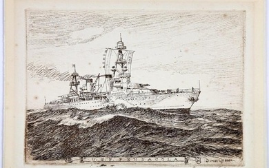 Duncan Gleason (1881-1959) Pencil Signed Etching on Paper, USS Pensacola