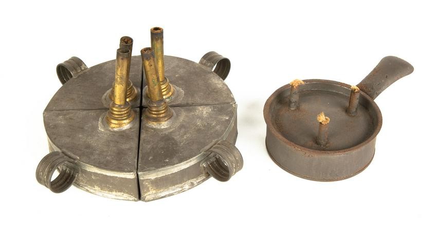 Early 19th Century Tin Lighting Devices Max Ht 4" D 9"