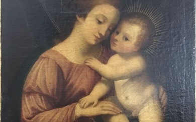 École florentine du XVIIe Vierge à l'enfant Huile sur toile Haut. : 62 ; Larg....