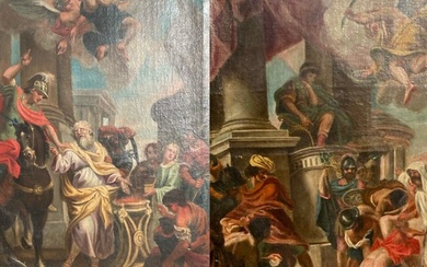 Ecole italienne du XVIIe siècle - Paire de tableaux - Martyre des Saints - Empire Romain