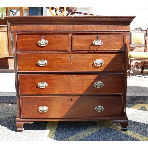 Edwardian Mahogany Chest of 2 over 3 drawers: length 120, de...