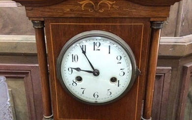 Edwardian inlaid mahogany cased mantel clock