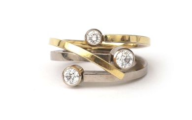 Een 18 krt. bi-colour ring met diamant, Chris Sommer