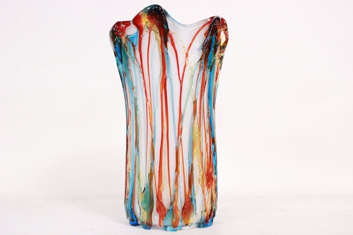 Enrico Cammozzo - Vase with colored applications (43 cm) - Glass