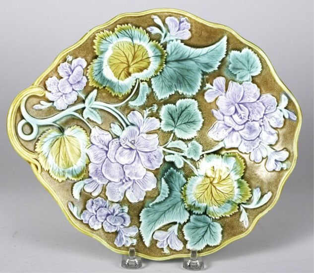 FINE QUALITY MAJOLICA TRAY with VIOLETS