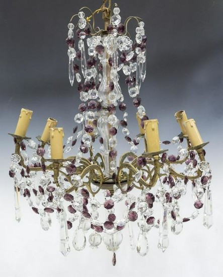 FRENCH PURPLE & CLEAR CRYSTAL 8-LIGHT CHANDELIER