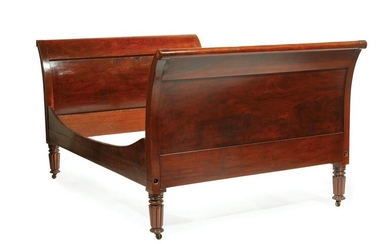 Federal Carved Mahogany Sleigh Bed