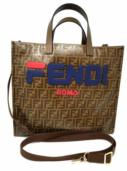 Fendi Mania Logo Shopper Tote Zucca Large Canvas Bag