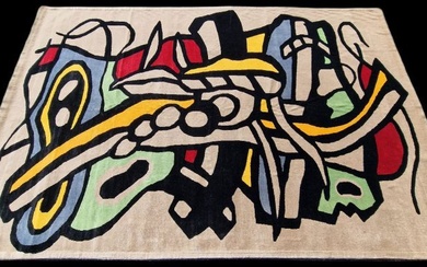 Fernand LEGER (d'après) "Composition abstraite" Tapisserie en laine reprenant une maquette de l'artiste pour un...