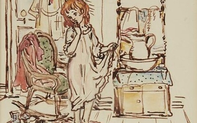 Fidelma Cadmus Kirstein Girl in Bedroom Drawing