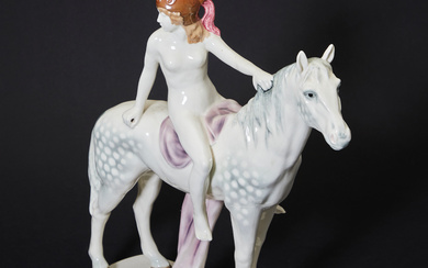 Figure/sculpture, Athena on horseback, porcelain.
