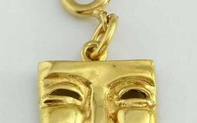 Fine 18Kt GOLD COMEDY THEATER FACE MASK PENDANT CHARM