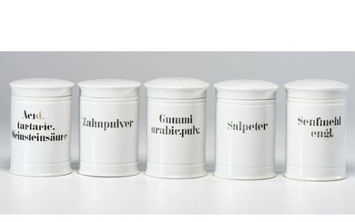 Five German Porcelain Apothecary Jars