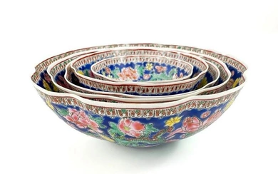 Five Glazed Porcelain Nesting Bowls