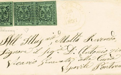 Fivizzano - lettera per Pontremoli del 23.6.1857 con c.5 verde...