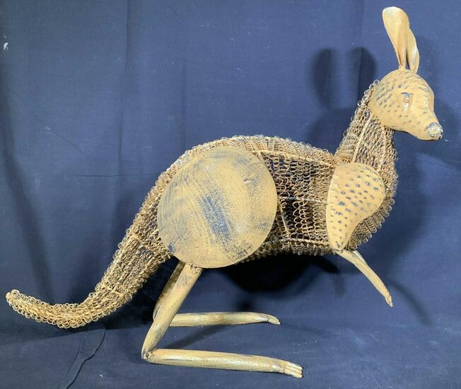 Folk Art Hand Forged Metal Kangaroo