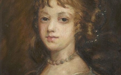 Follower of Sir Peter Lely, British 1618-1680- Portrait of a lady, quarter-length turned to the left within feigned oval; pastel on paper, 40 x 32 cm.