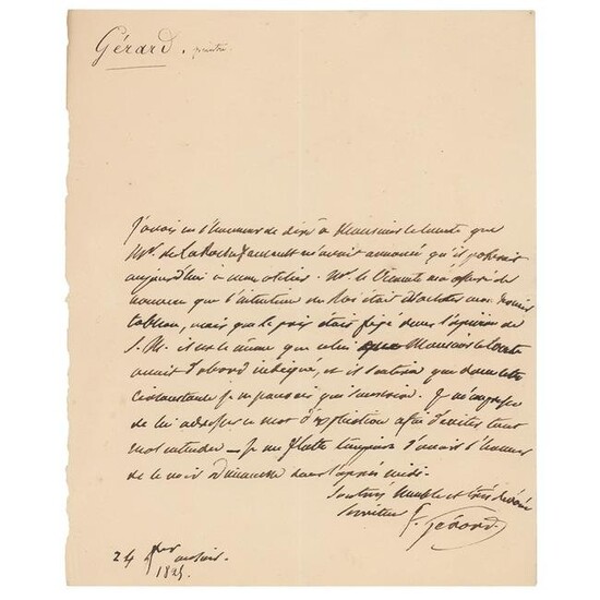 Francois Gerard Autograph Letter Signed