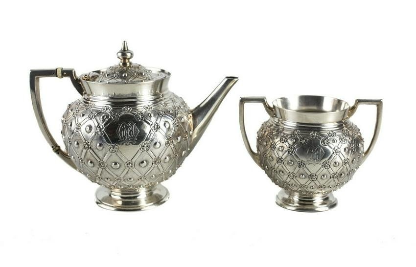 Frederick Elkington Sterling Silver Teapot & Sugar Bowl