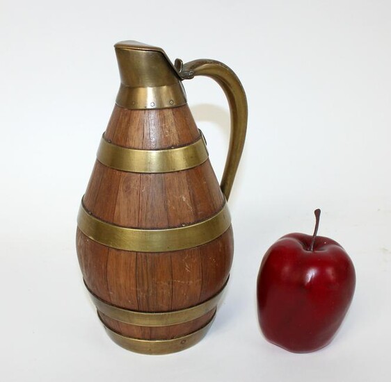 French Alcasian oak & copper wine pitcher