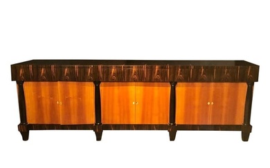 French Art Deco, Large Sideboard, Ebonized Wood, Macassar, Lacquer, France 1930s