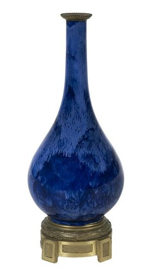 French Bronze-Mounted Sevres Bottle Vase
