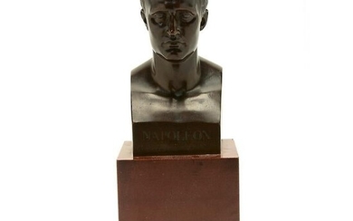 French Collas Bronze Bust of Napoleon on Red Marble