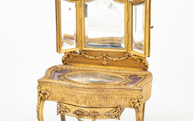 French Gilt Bronze Dressing Table Jewelry Box