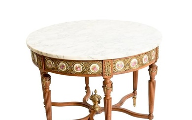 French Marble Top Louis XV Style Coffee Table