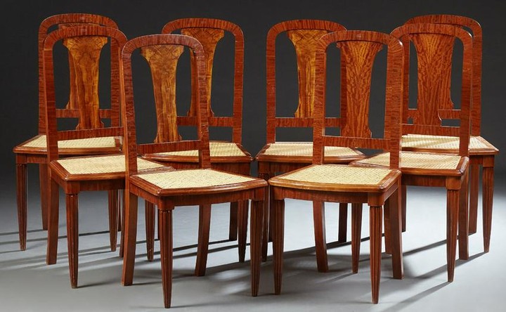 French Set of Eight Louis XVI Style Elm Dining Chairs