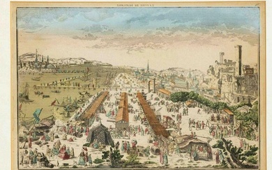 French peep-sheet c. 1780, ''La Foire de Beaucaire'', col. copperplate engraving with french border